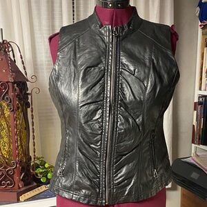 Women's Black faux Leather Vest L